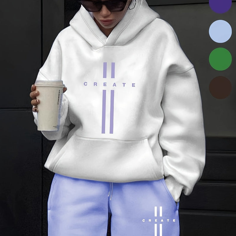 Women's Fashion Casual Letter Pattern Print Set.