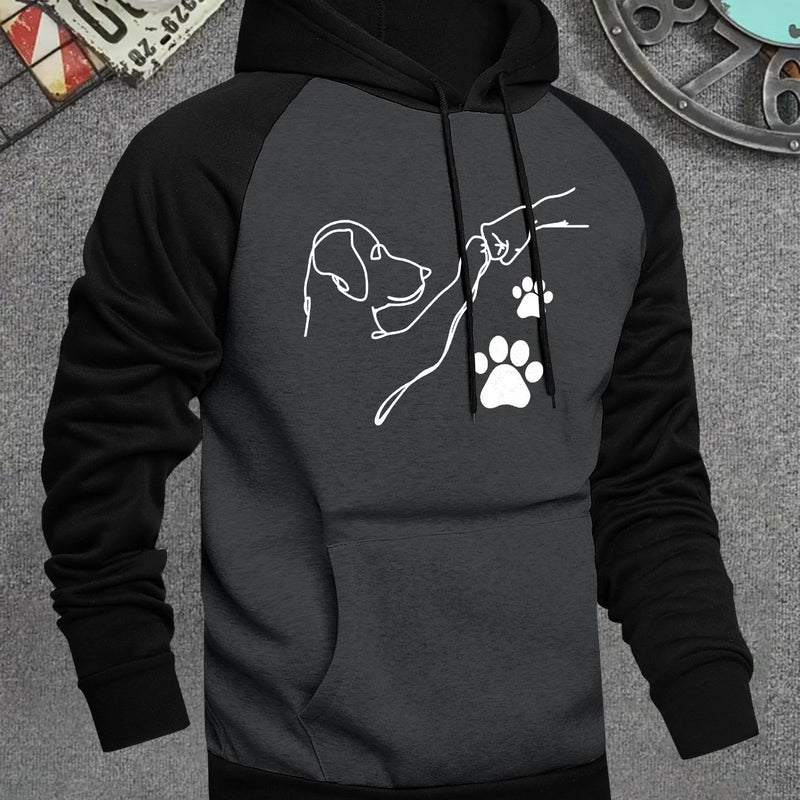 Men's Hooded Sweatshirt with Dog Paw Print.