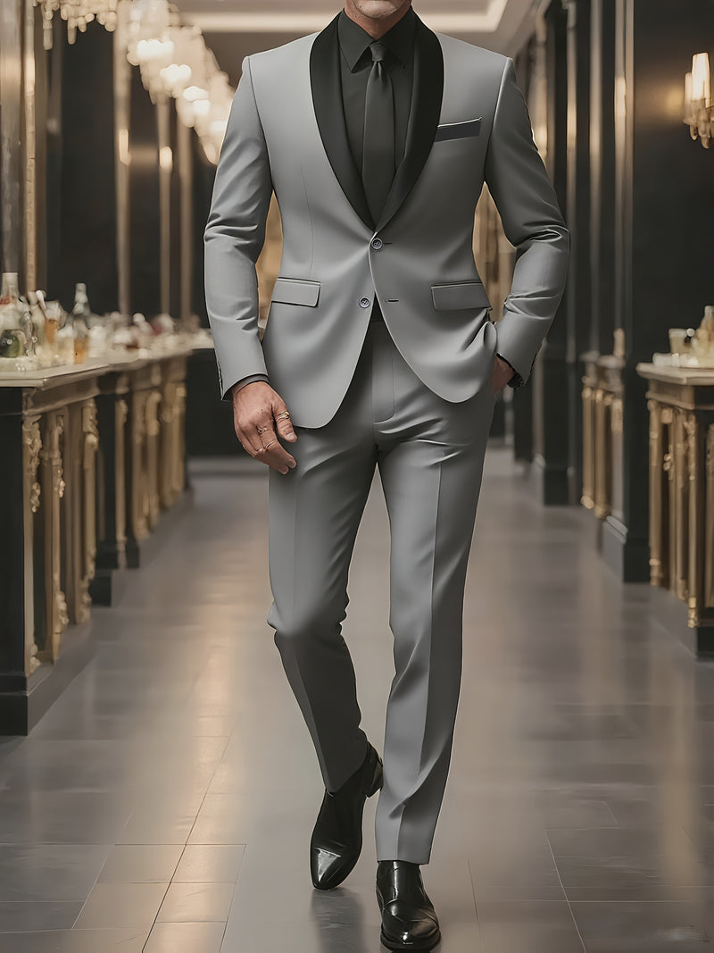 Men's 3pcs Suit with Notch Lapel, Business Formal Set, Includes Jacket.