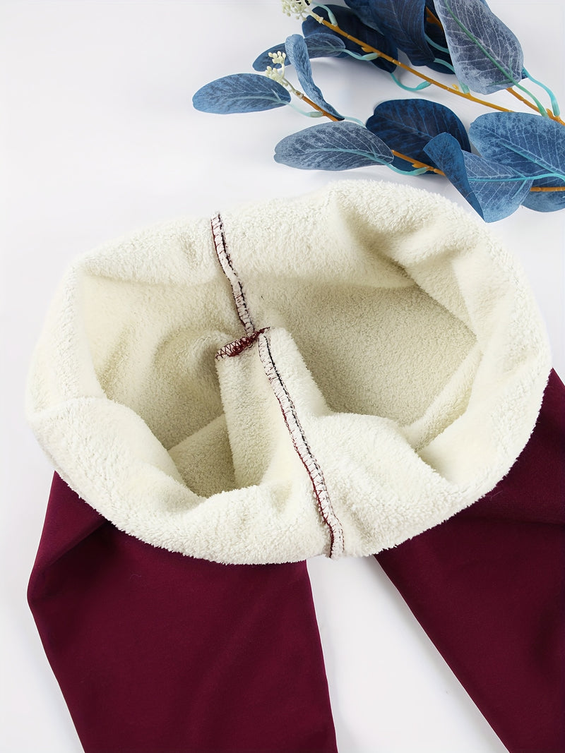 3pcs -Lined Solid Color Skin-Tight Leggings, Autumn/Winter.