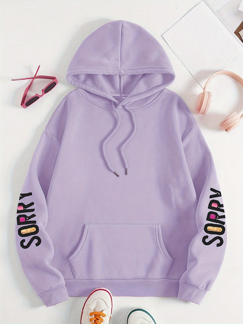Women’s Sorry Slogan Print Hoodie.