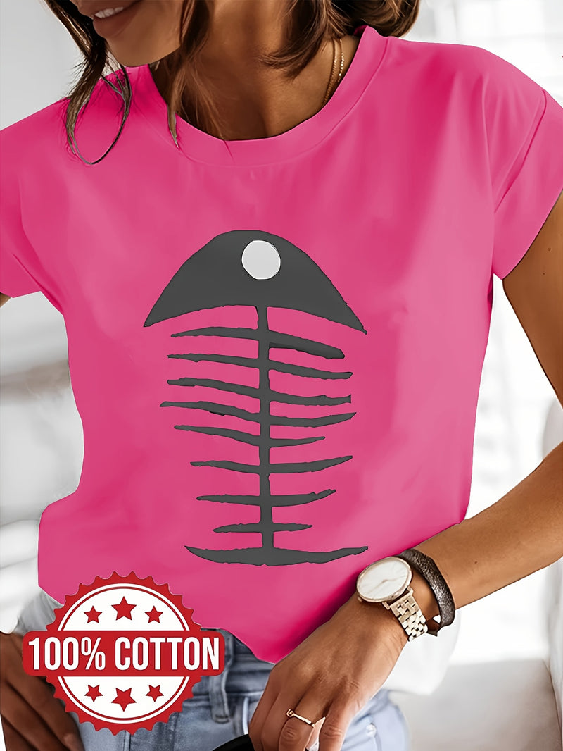 Women’s T-Shirt with Fish Bone Graphic.