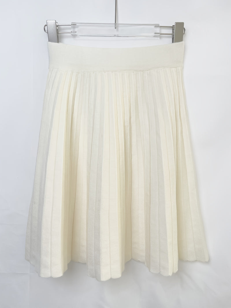 Cute And Playful High-Waisted Pleated Solid Color Mini Skirt.