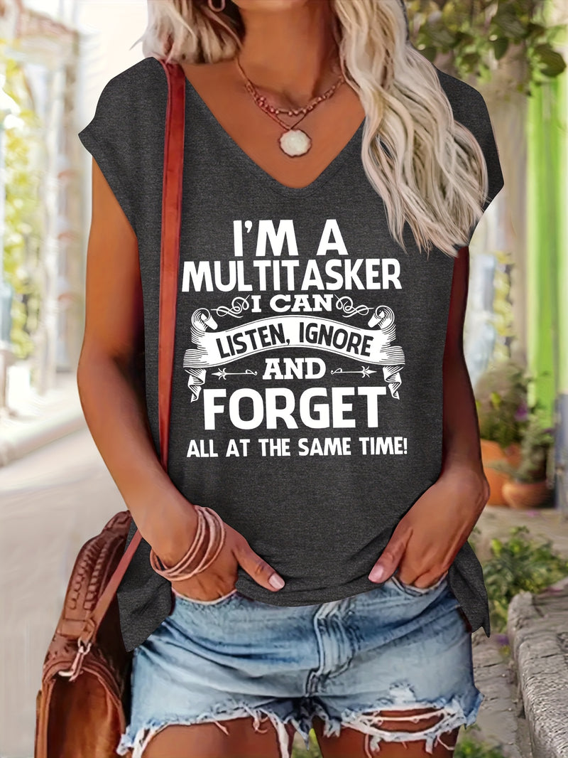 Women's Casual V-Neck Short Sleeve T-Shirt.