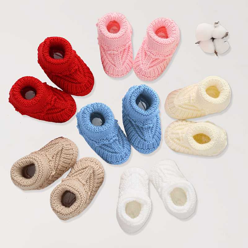2Pairs/Pack 0-12m Baby Knit Socks Solid Crochet Walking Socks.