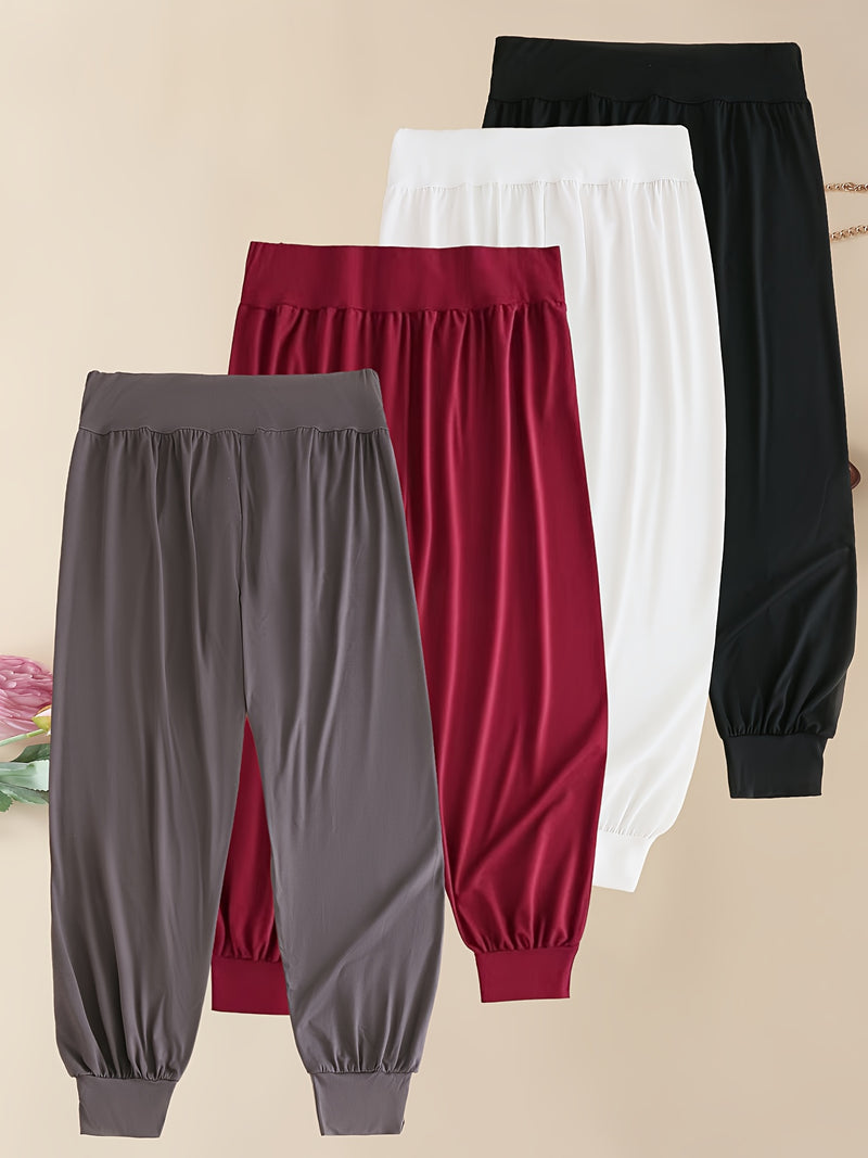 4pcs Women's High-Waisted Jogger Yoga Pants.