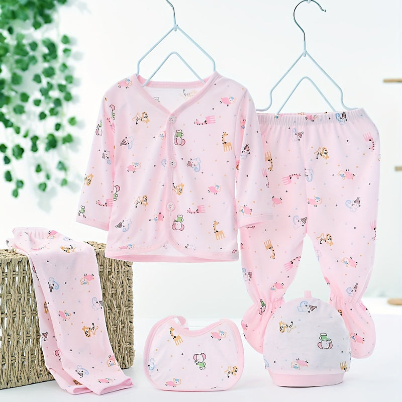 Newborn Baby Five-Piece Outfit Set for Infants.