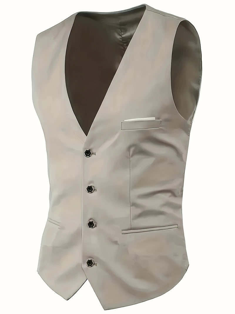 Men's 2pcs Suit, Consisting of a Vest And Dress Pants.