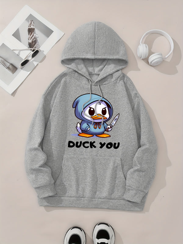 Women'S Casual Fashion Hooded Sweatshirt with Duck.
