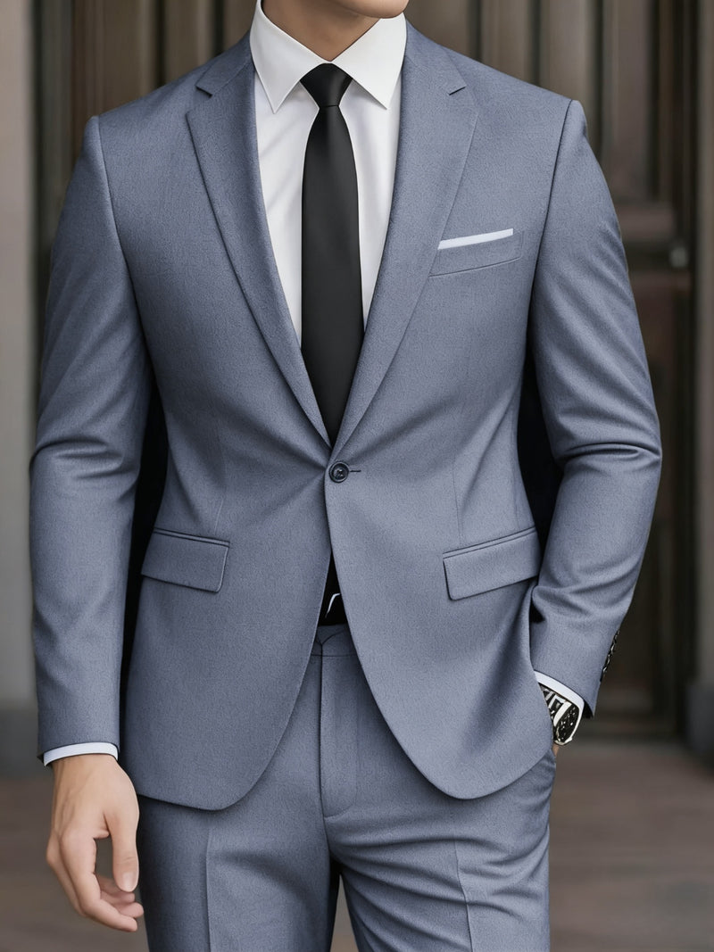 2pcs Men's Slim-Fit Tailored Suit Set - Green Wedding & Business Suit.