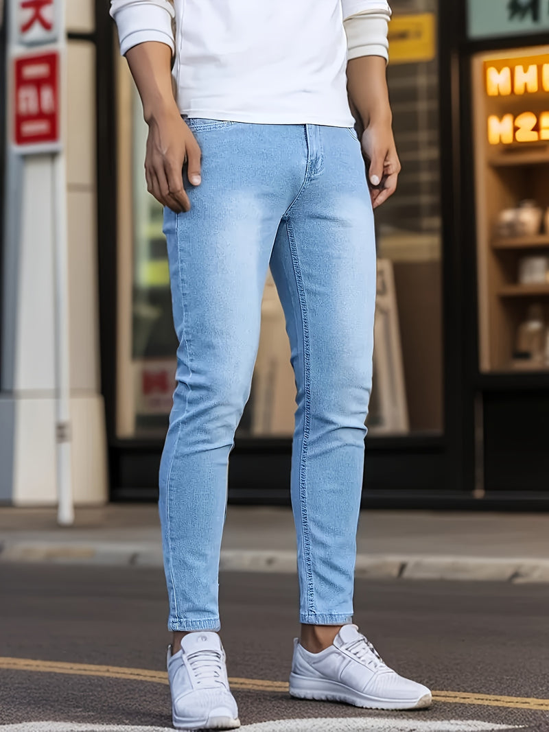 Fashionable blue stretch Men's jeans.