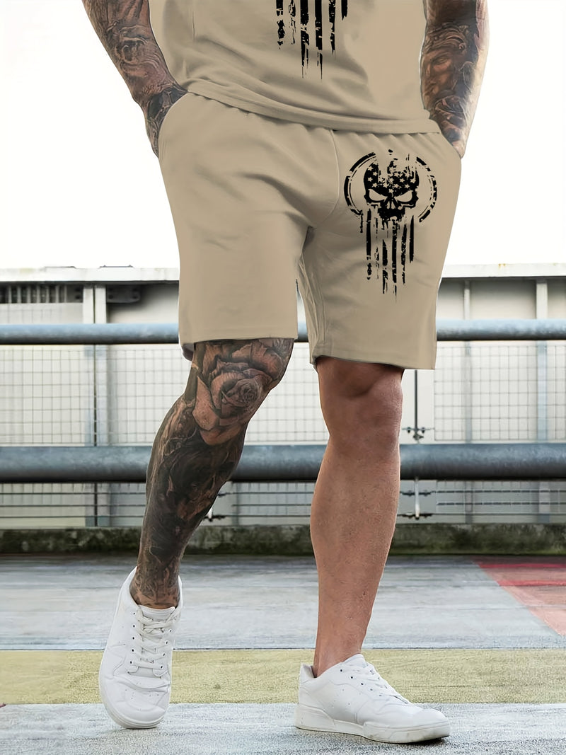 2pcs Men's Casual Fashion Set, Round Neck Short Sleeve T-Shirt.