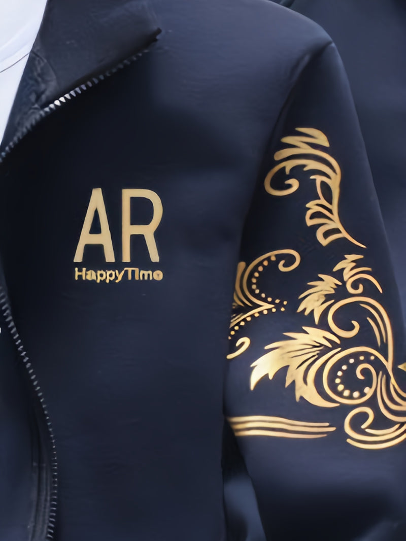 2pcs Men's Sportswear Set, Casual Athletic Outfit with Embroidered Design.