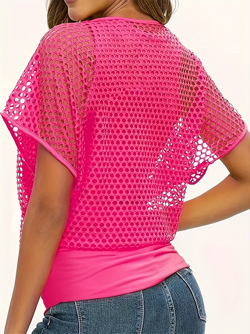 Women’s Fashion Mesh 2-in-1 Look Tank Top.