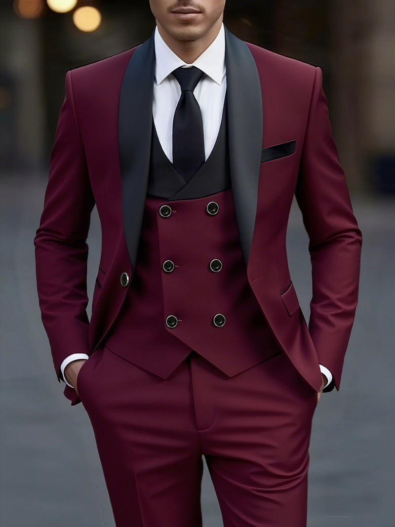 Men's 3pcs Suit Set, Jacket + Vest+ Trousers.