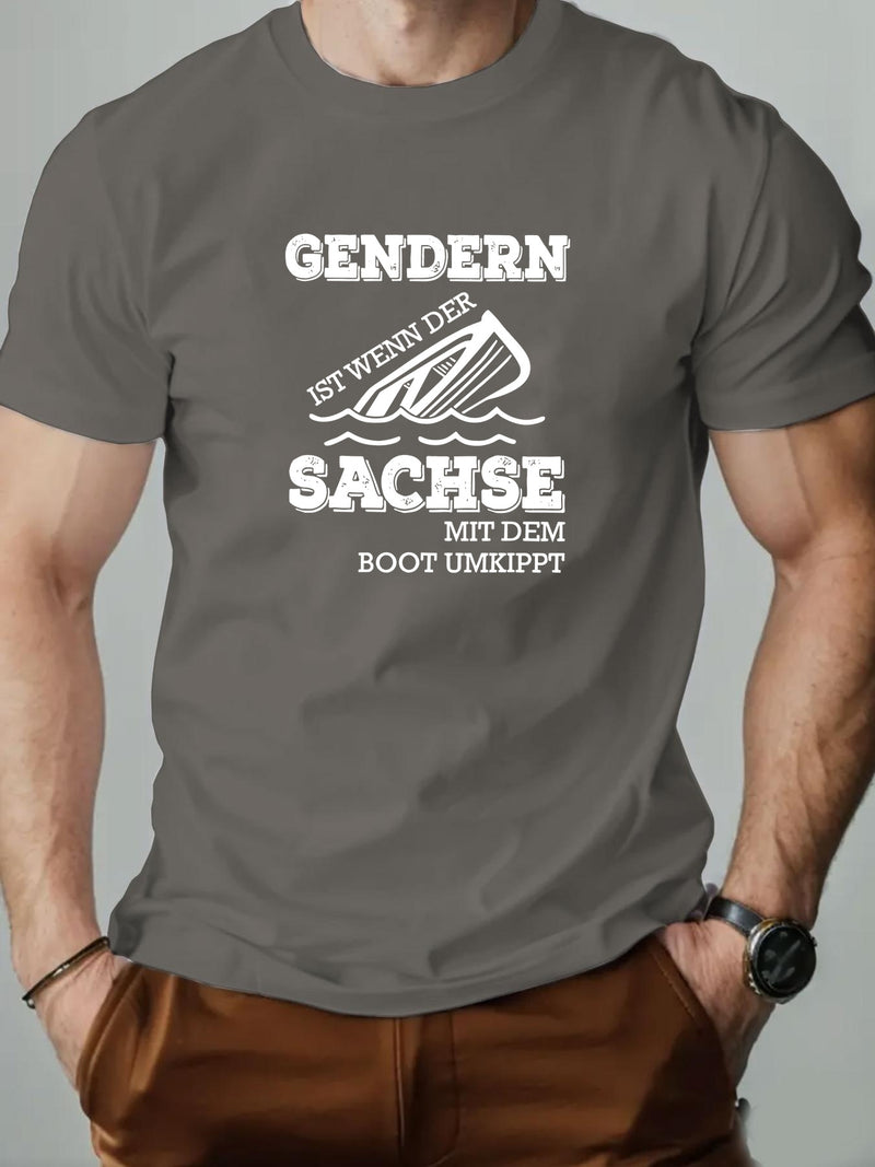 Men's Gender Slogan Graphic Summer Casual Short-Sleeve T-Shirt.