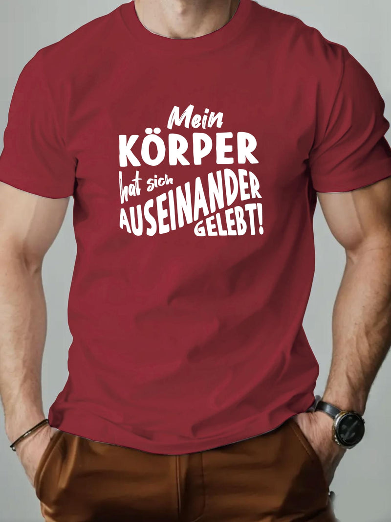 Men's KOPPER English Pattern Summer Casual Crew Neck Short T-Shirt.