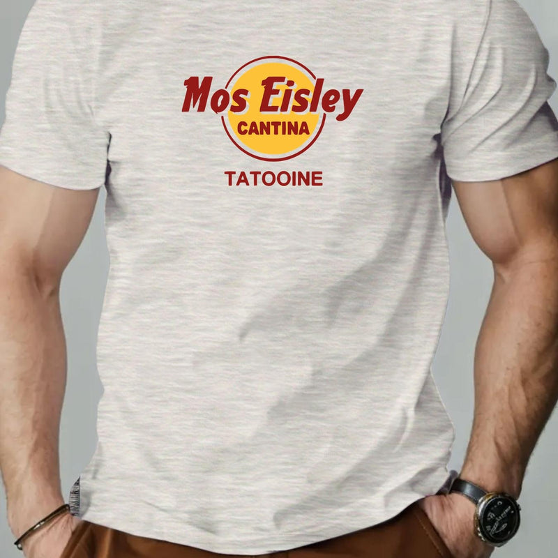 Men's Mos Eisley Cantina Logo Pattern Summer Casual Short-Sleeve T-Shirt.