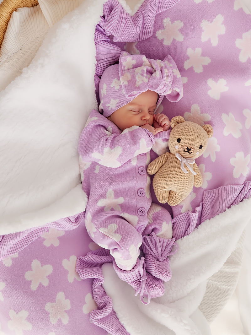 Infant and Toddler Autumn/Winter Jacquard Flower Soft Knit.