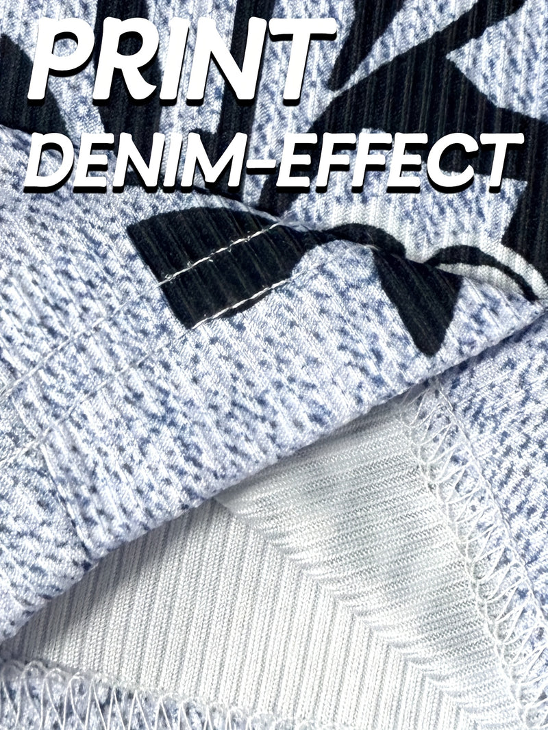 Women's High-Waisted Light Wash Blue Blooming Denim Pants.