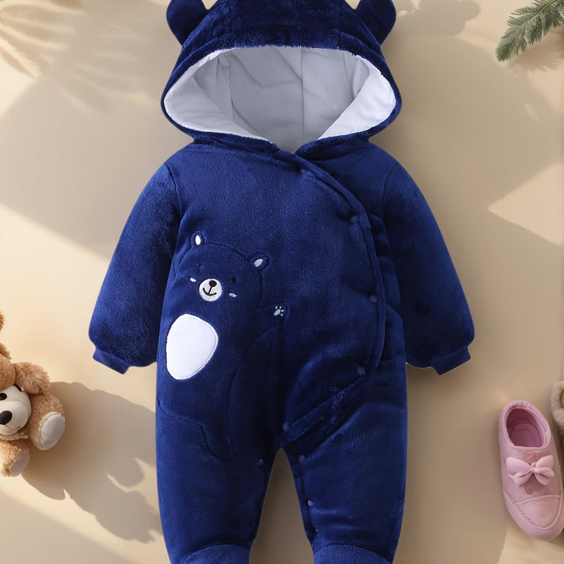 Unisex & Fleece-Lined Thermal Romper with Hooded Hood.