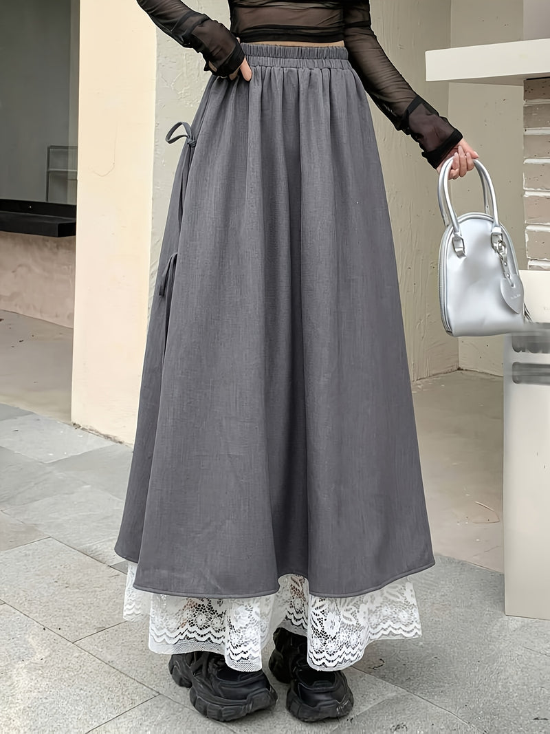 Women's Elegant High-Waisted Long Flared Skirt.