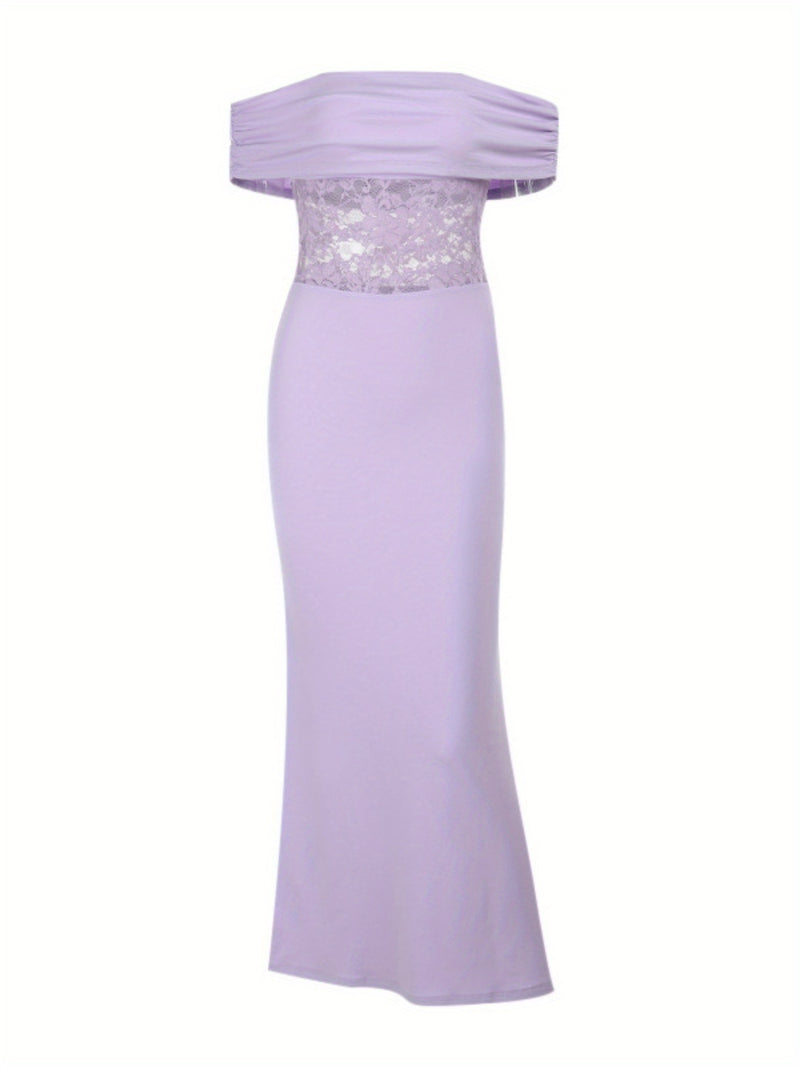 Convertible Strapless Renaissance Lace Panel Dress.