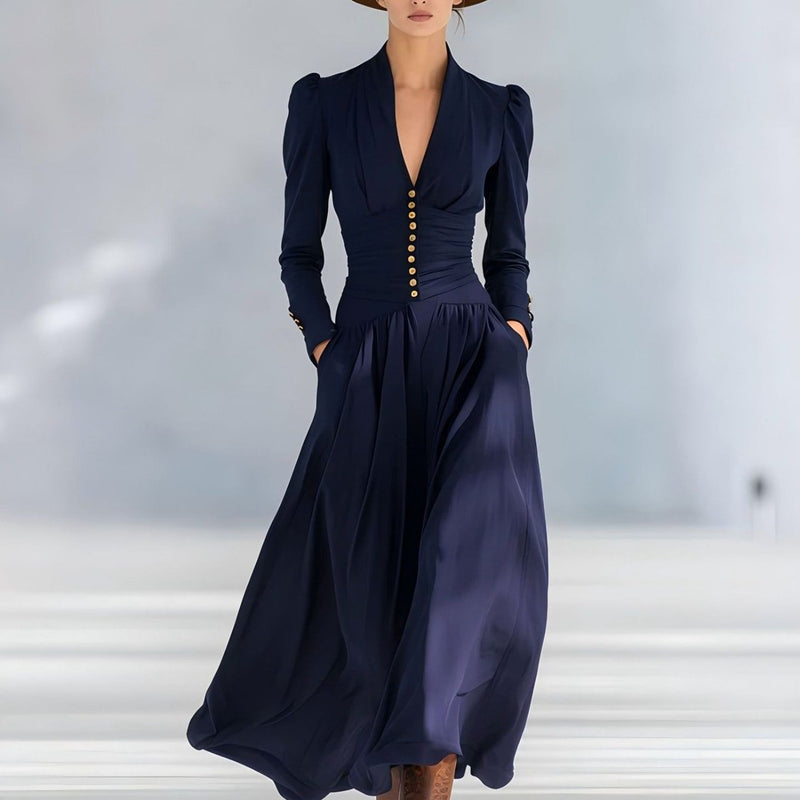 Women’s European and American Elegant Cinched Waist Dress.