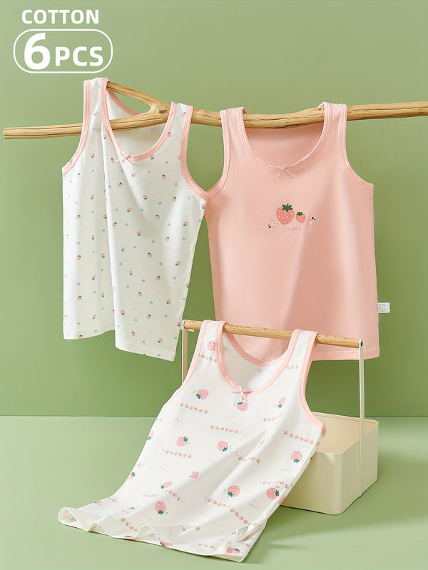 6-Pack Girls Tank Tops, Soft and Comfortable Fabric.