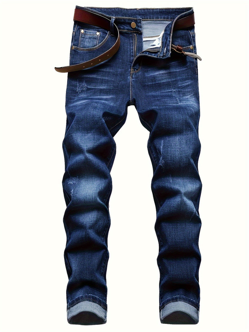 New Mid-Rise Blue Men's Jeans for Autumn.