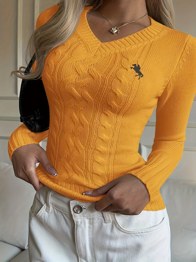 Elegant Ladies' V-neck Long Sleeve Slim Fit Cardigan.
