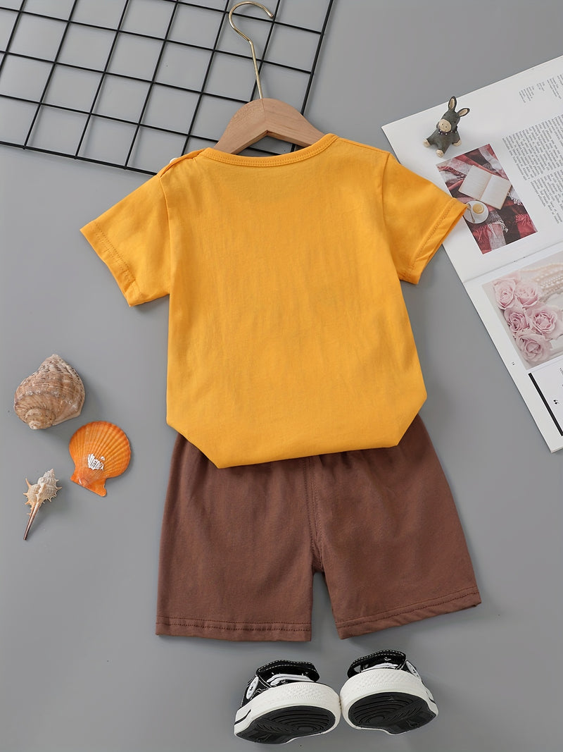 3pcs Cute Casual Pure Cotton Short-Sleeve and Shorts Set.