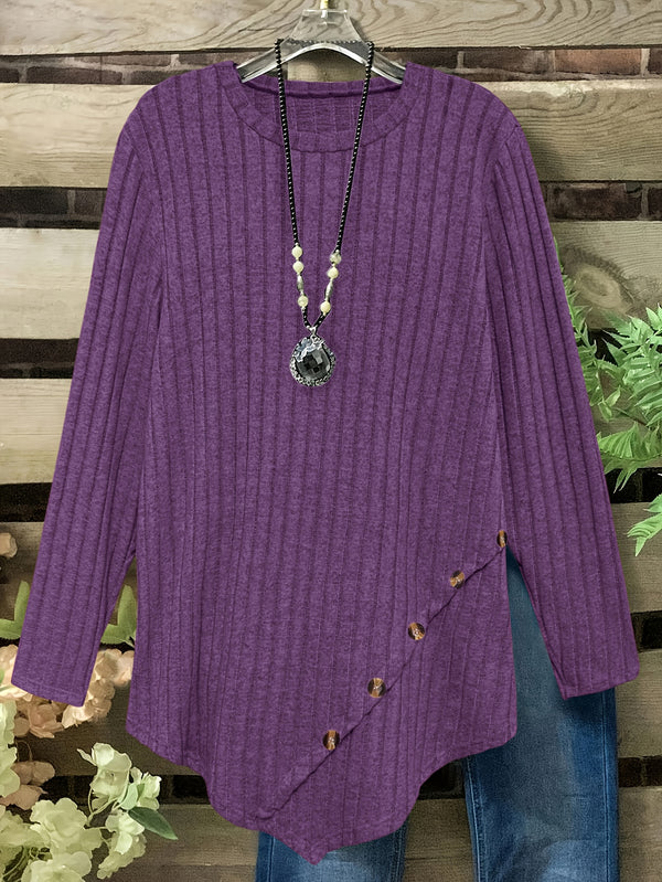 Women's Plus Size Lightweight Ribbed Long Sleeve T-Shirt.