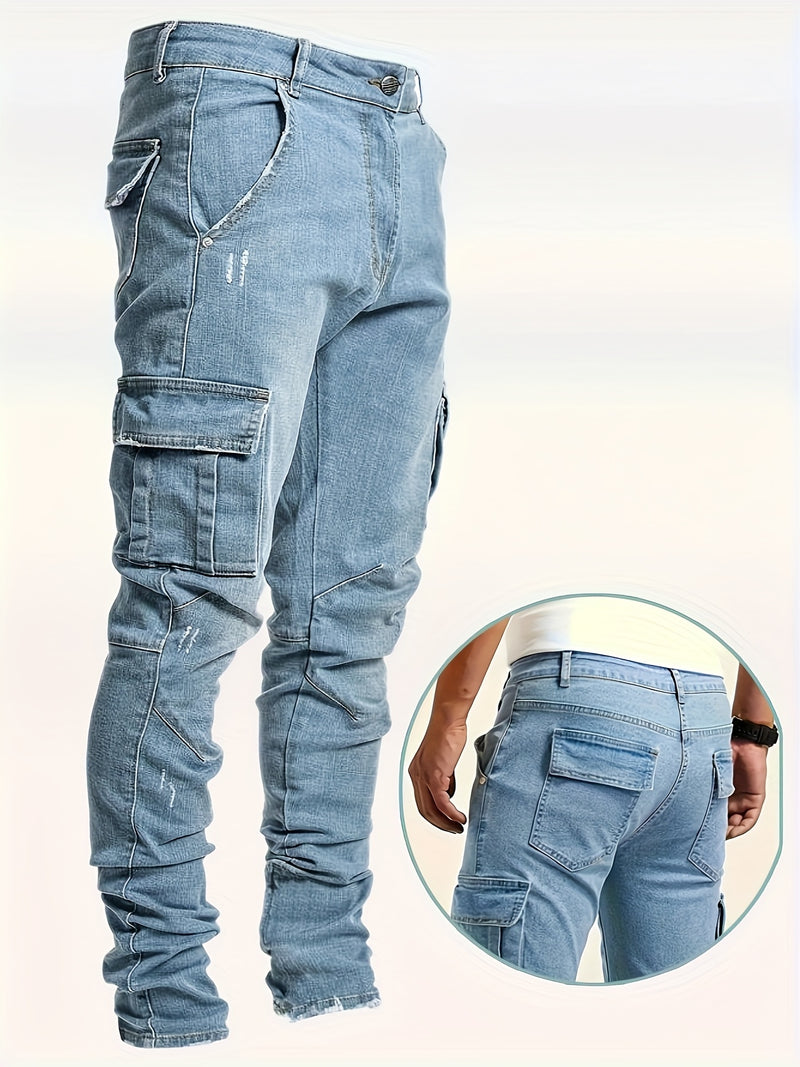 Men's Denim Pants, Multi- Cargo Trousers, Ripped Jeans.