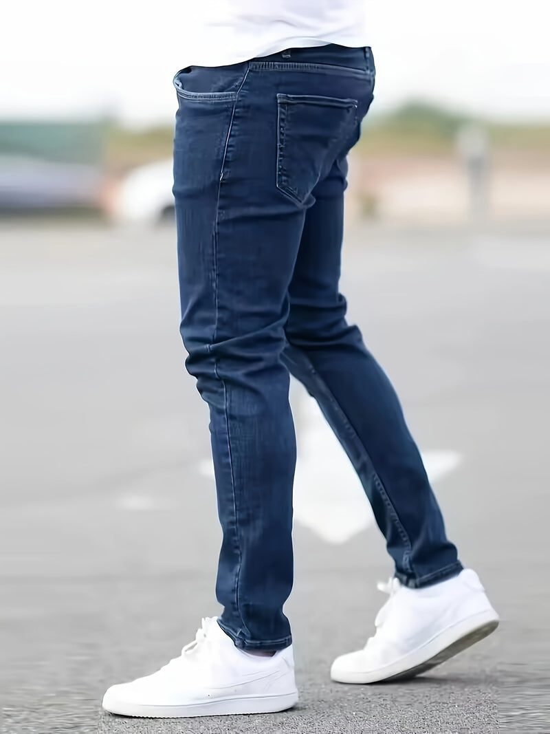 Men's Slim-Fit Stretchy Versatile Classic Solid Color Skinny Jeans.
