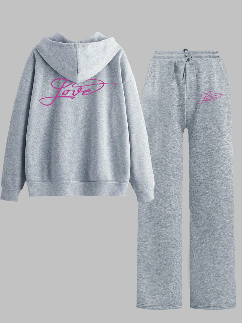 Women’s Graphic Print 2pcs Set, Hoodie & Pants.