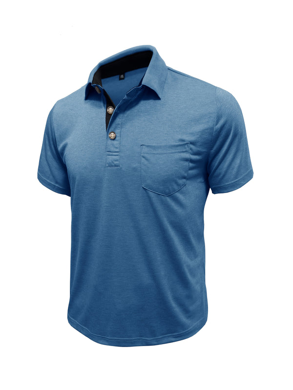 Men's Plaid Collar Pocket T-shirt.