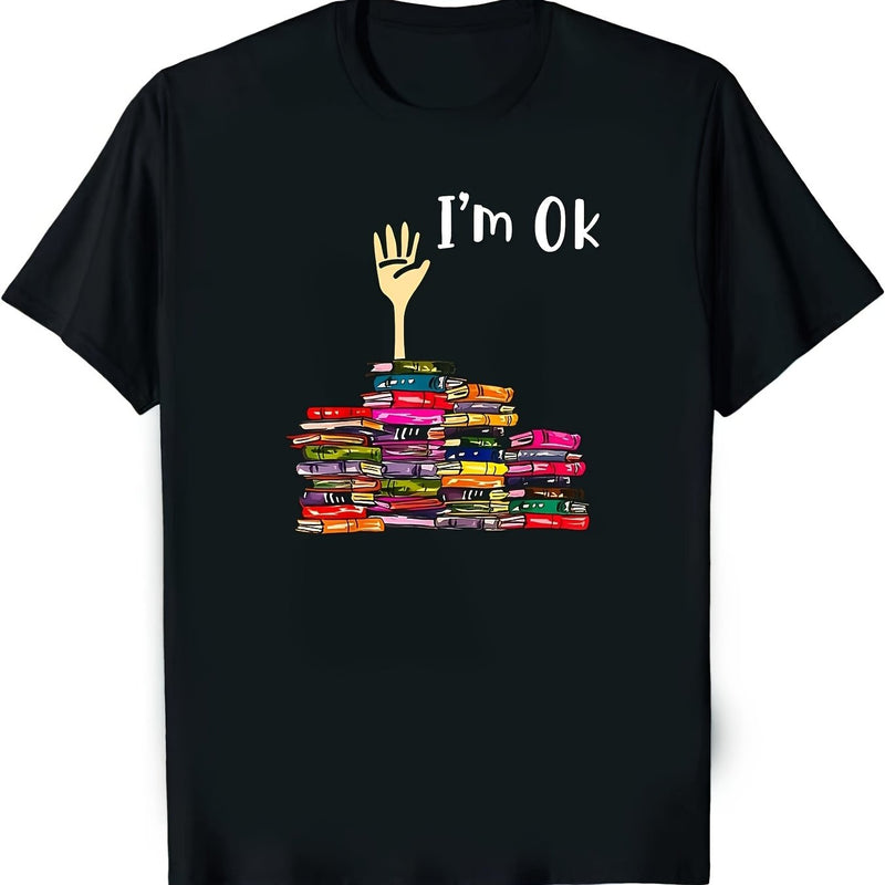 Men's T-Shirt for Librarians And Teachers - Funny Book Pile Graphic.