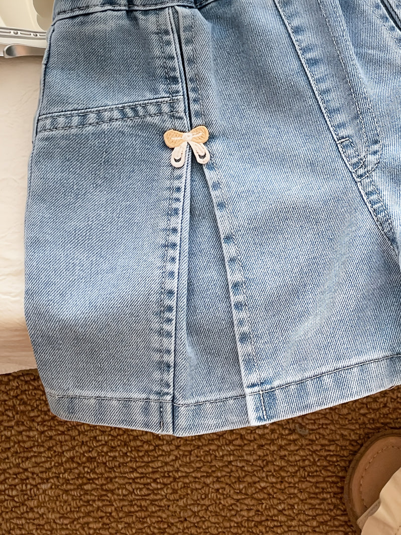 Girls' Denim Shorts! Soft, Washed Denim Fabric Is Skin-Friendly And Breathable.