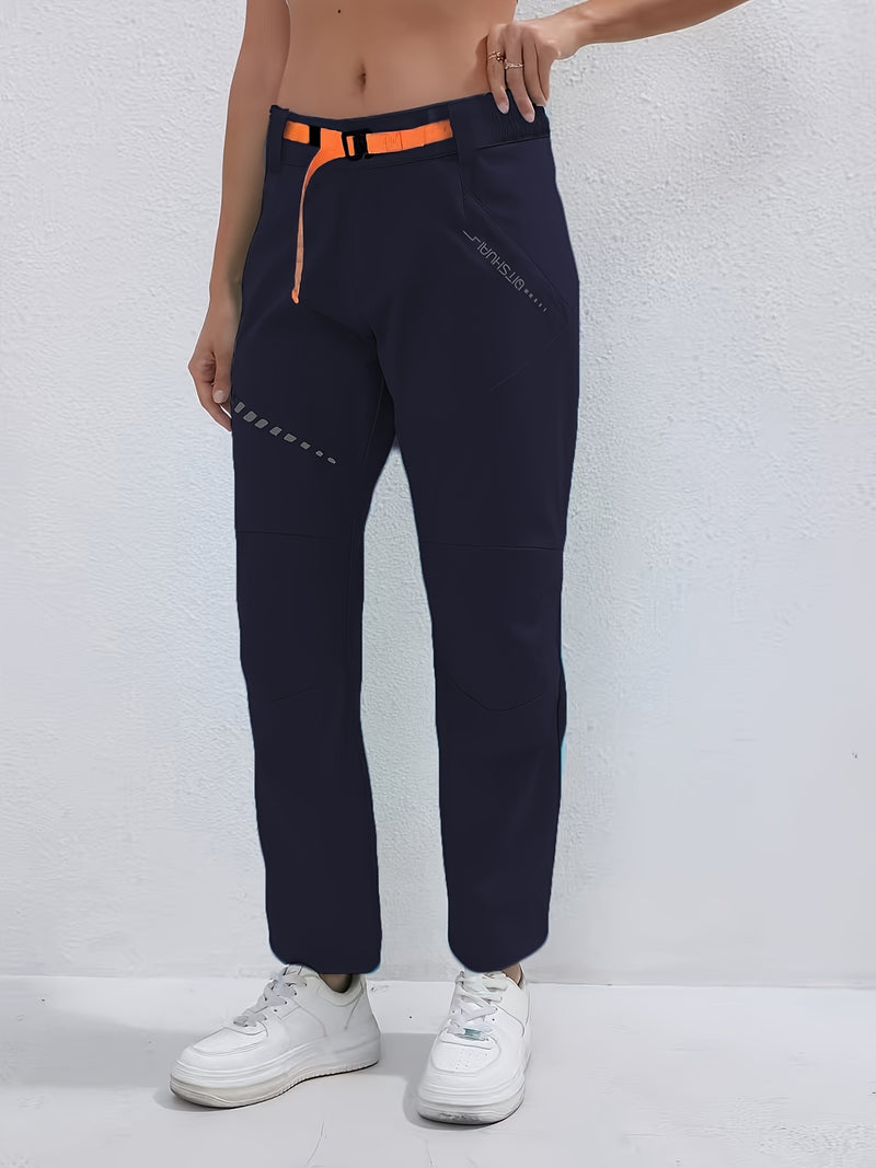 Women's Sports Long Pants, Stretchy Fitted Design with Adjustable Elastic.