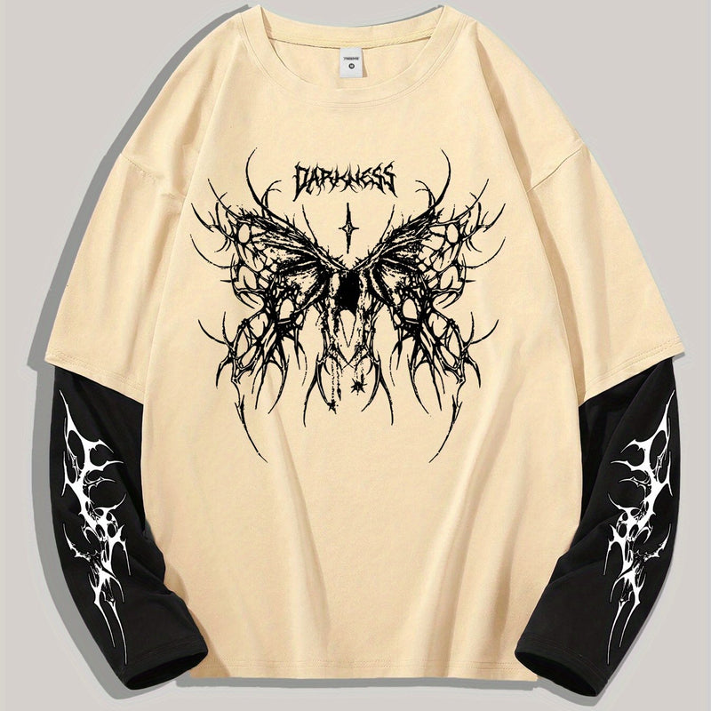Men's High Street Hip-Hop Dark Style Print T-Shirt.
