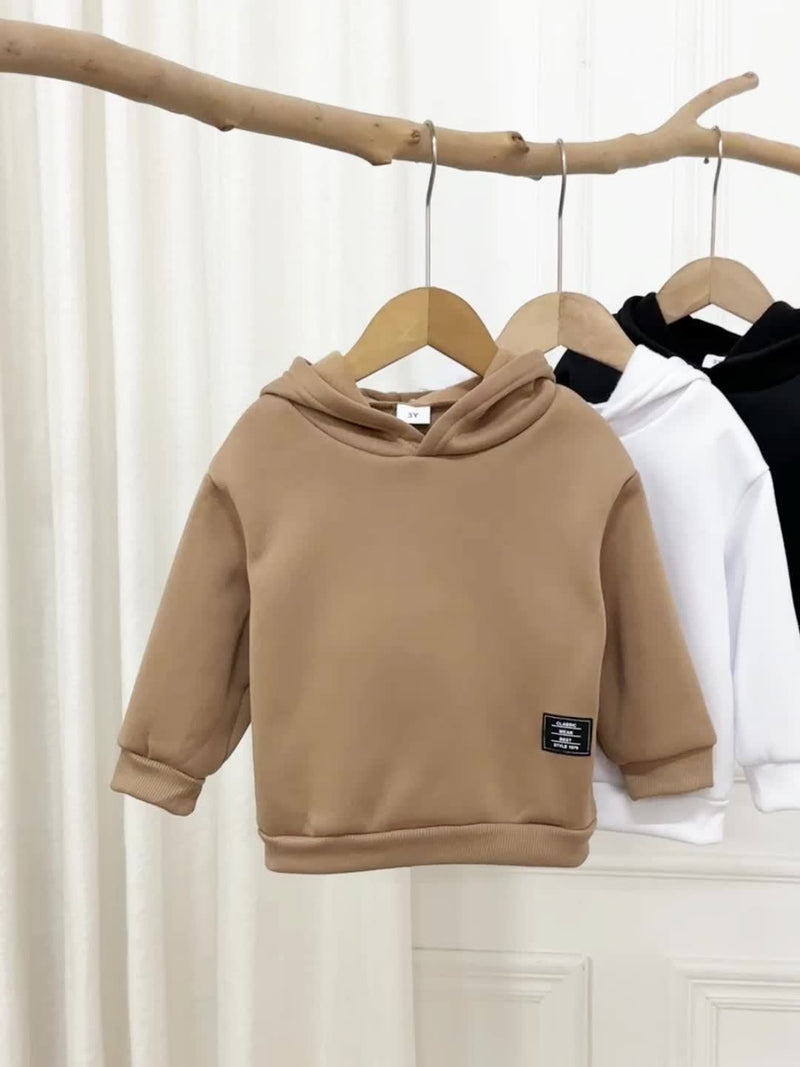 3pcs Tween Boys Casual Printed Hooded Sweatshirt Set.