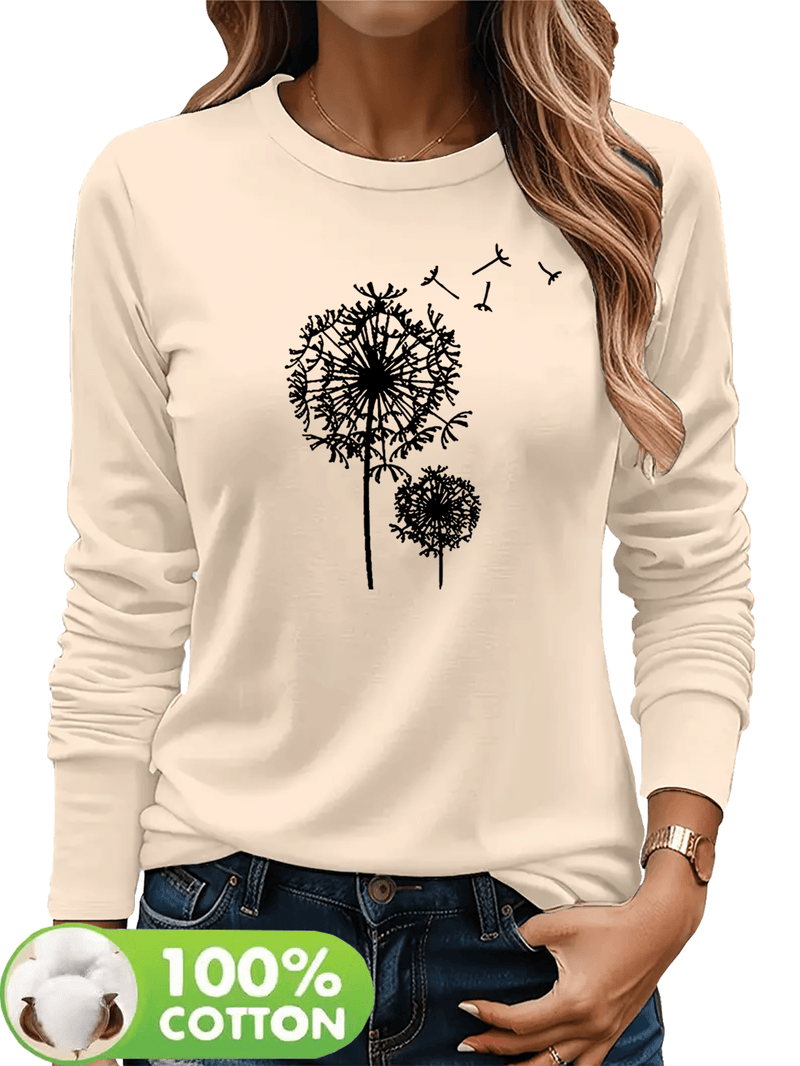 Women's  Long Sleeve Round Neck T-Shirt.