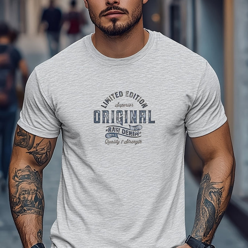 Men's Solid Color Short Sleeve T-Shirt.