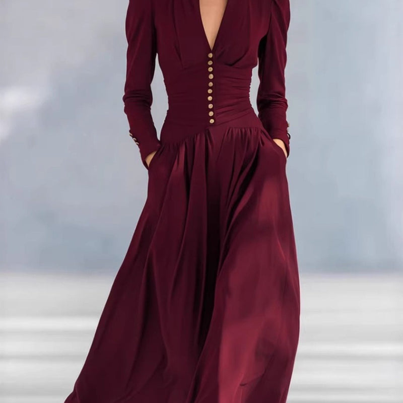 Women’s European and American Elegant Cinched Waist Dress.