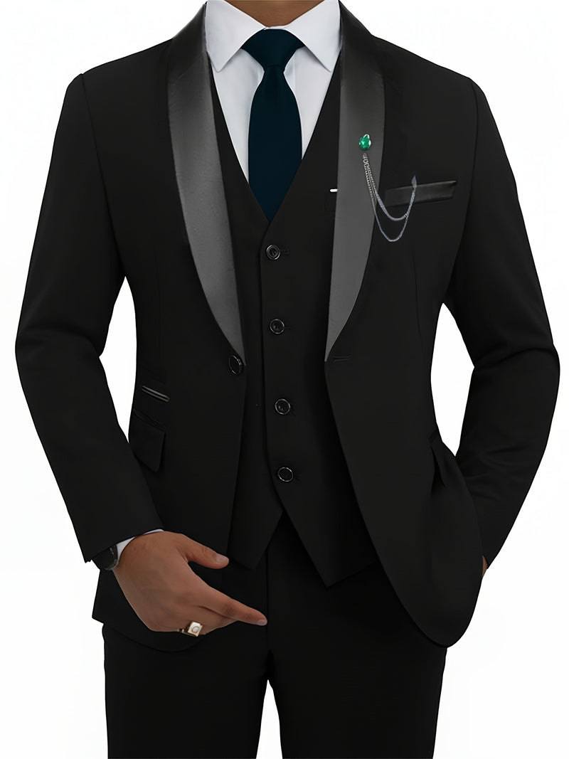 A Men'S Three-Piece Suit, Including a Blazer, Vest, And Trousers, High-Quality.