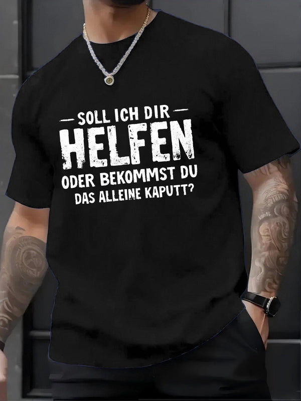 Men's Funny German Text Print T-Shirt.