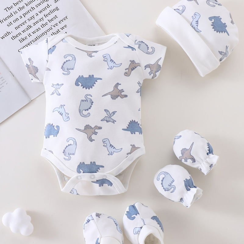 4pcs Newborn Triangle Romper Summer Baby Casual Onesie 0-3M Baby Boy.