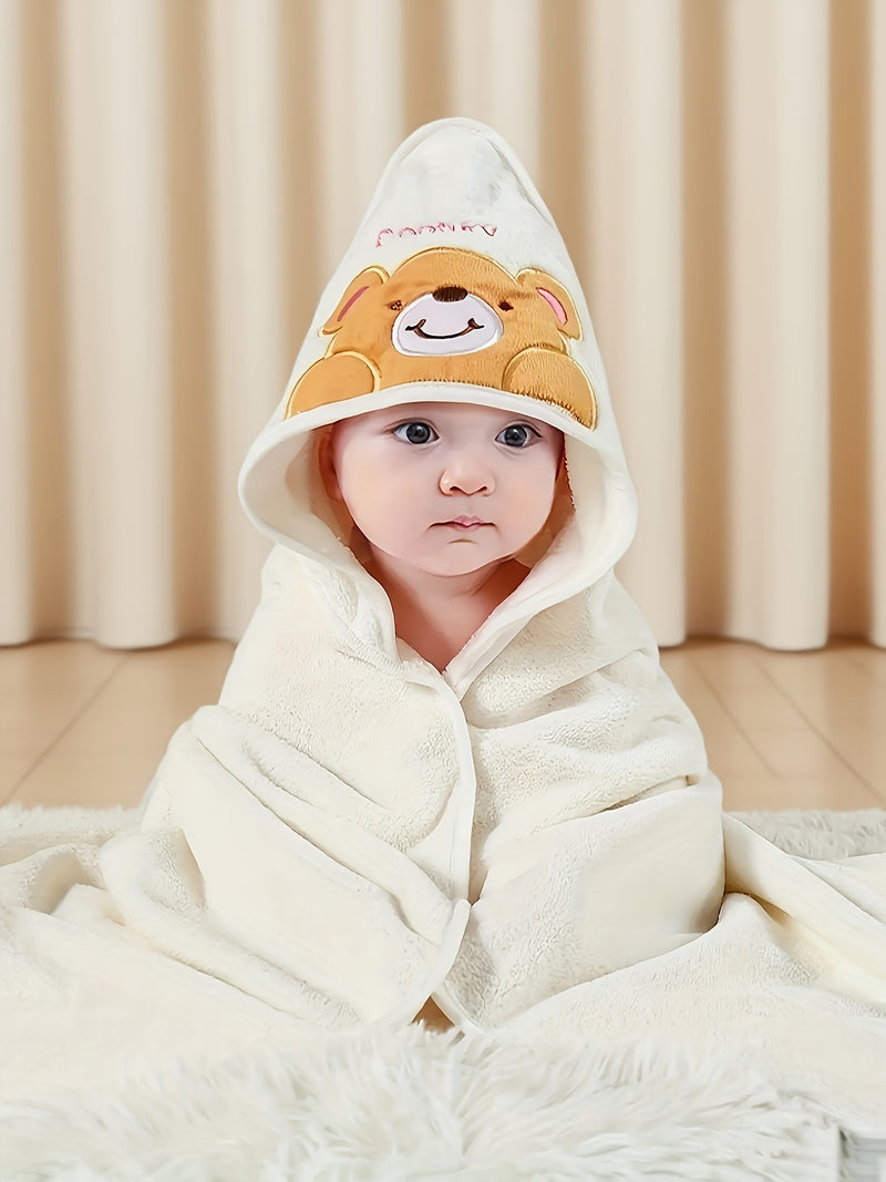 Cute Baby Bathrobe, Highly Absorbent, Quick-Drying, with a Hood.