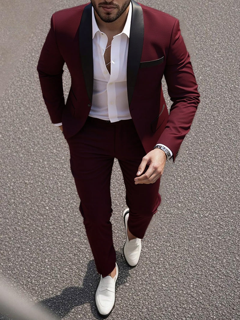 Set of 2 Men'S Tailored Suit Jacket & Dress Trousers with Pockets.